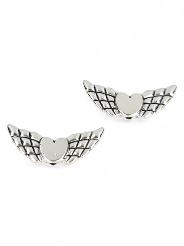 Metal Charm - Wings With Heart ±9×22 mm ±30-Piece (image On 2 Sides)
