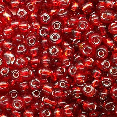 Seed Beads - Size 6/0, Silverlined Red