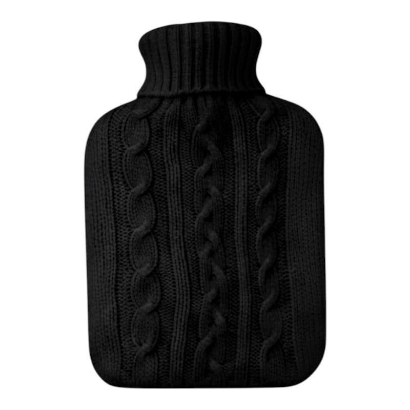 HOT WATER Bottle - BLACK Knitted COVER - 2L