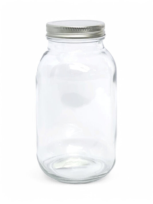 Glass Jar - Metal Silver Lid, ±180×90 mm