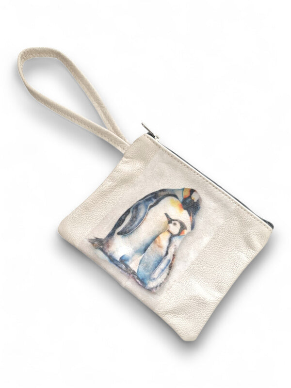 Leather PURSE WITH SLING - Penguins - ±16×19×1 Cm