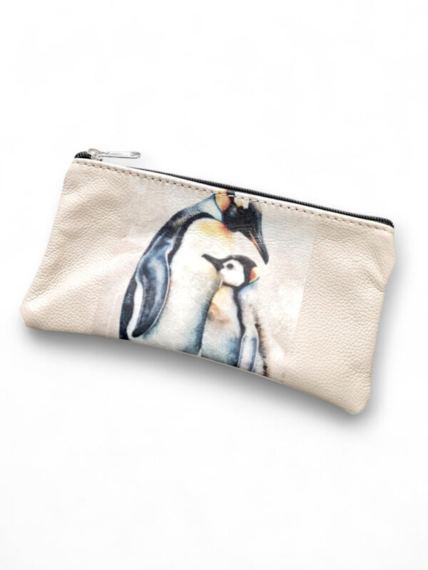 Leather Pencil BAG - Flowers - ±10×20×1 Cm