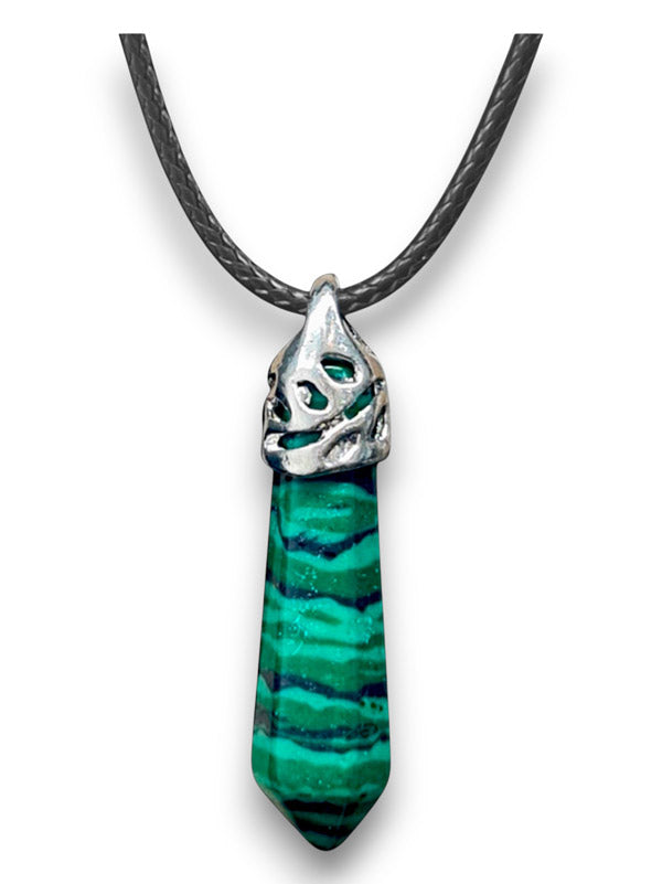 Earth Stone Beads - Hexagon Drop, Malachite