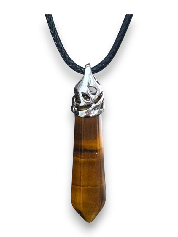 Earth Stone Beads - Hexagon Drop, Tiger Eye