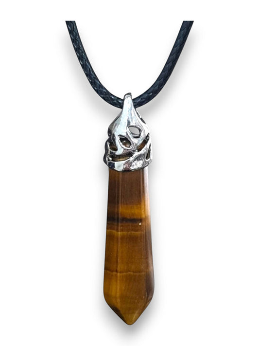 Earth Stone Beads - Hexagon Drop, Tiger Eye
