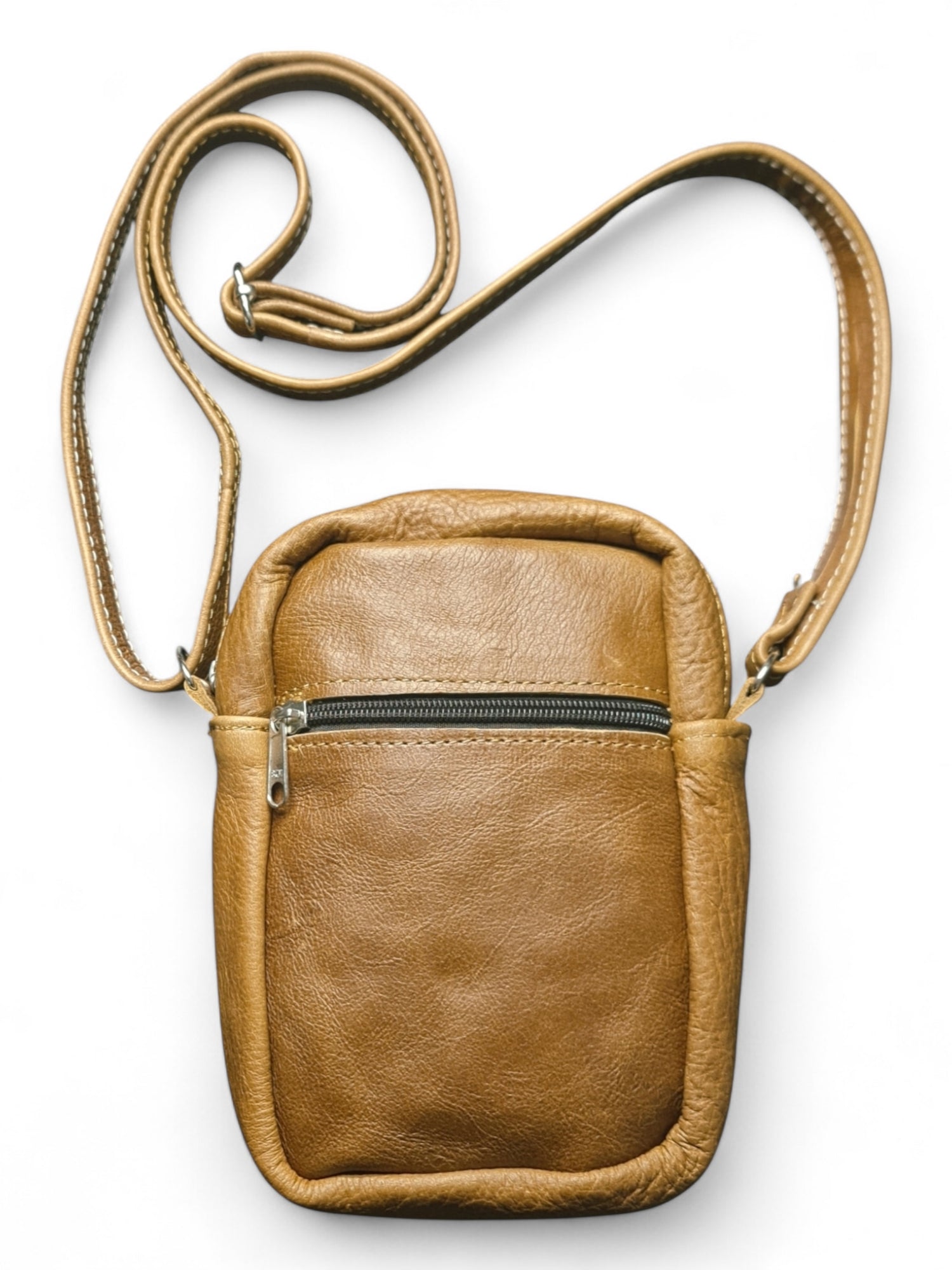 Leather SLING BAG - TAN - ±20×16×5 Cm