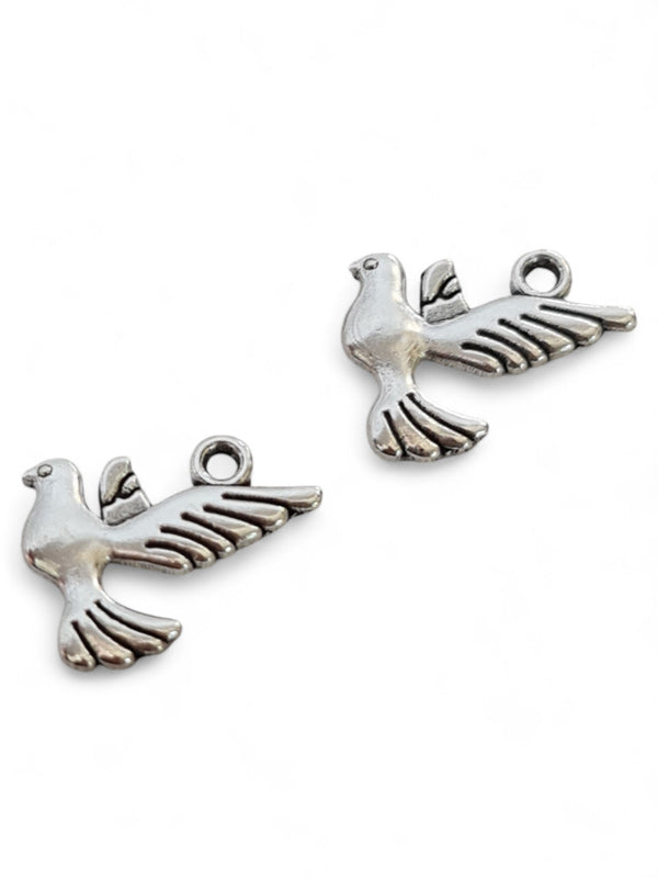 Metal Charm - Bird ±12×16 mm ±50-Piece (image On 1 Side Only)