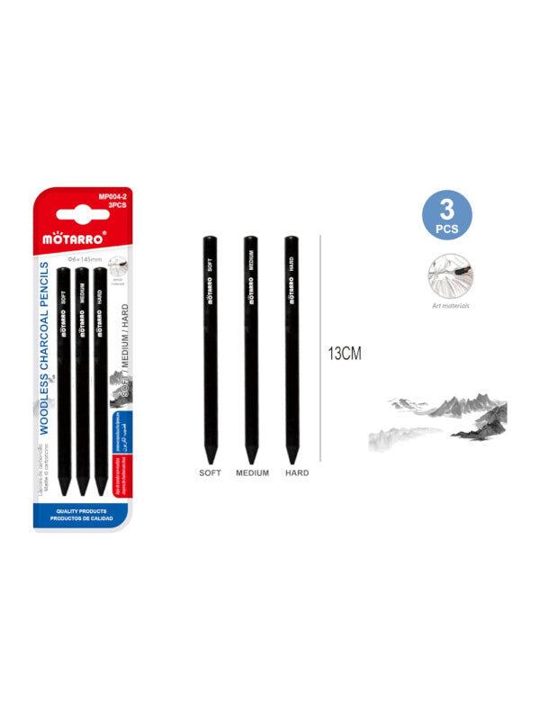 Motarro Woodless Charcoal Pencils - 3-Piece