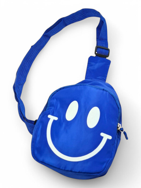Kids Printed Body Bag - Smiley Face, Blue, ±17×13×6.5 cm
