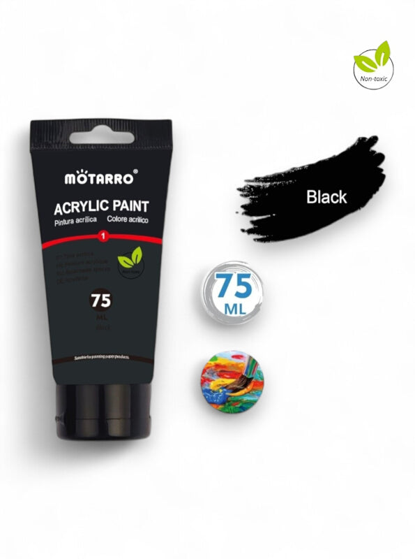 Motarro Acrylic Paint - Black, 75 ml
