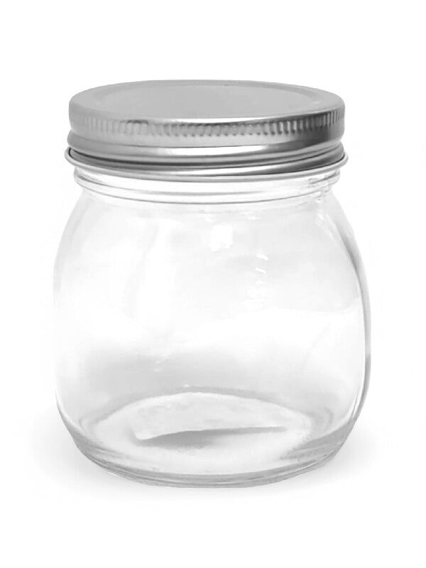 Glass Jar - Metal Silver Lid, 200 ml, ±80×80 mm