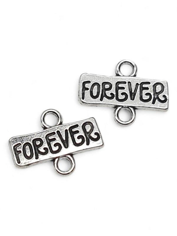 Metal Charm - Forever ±13×17 mm ±50-Piece (image On 1 Side Only)
