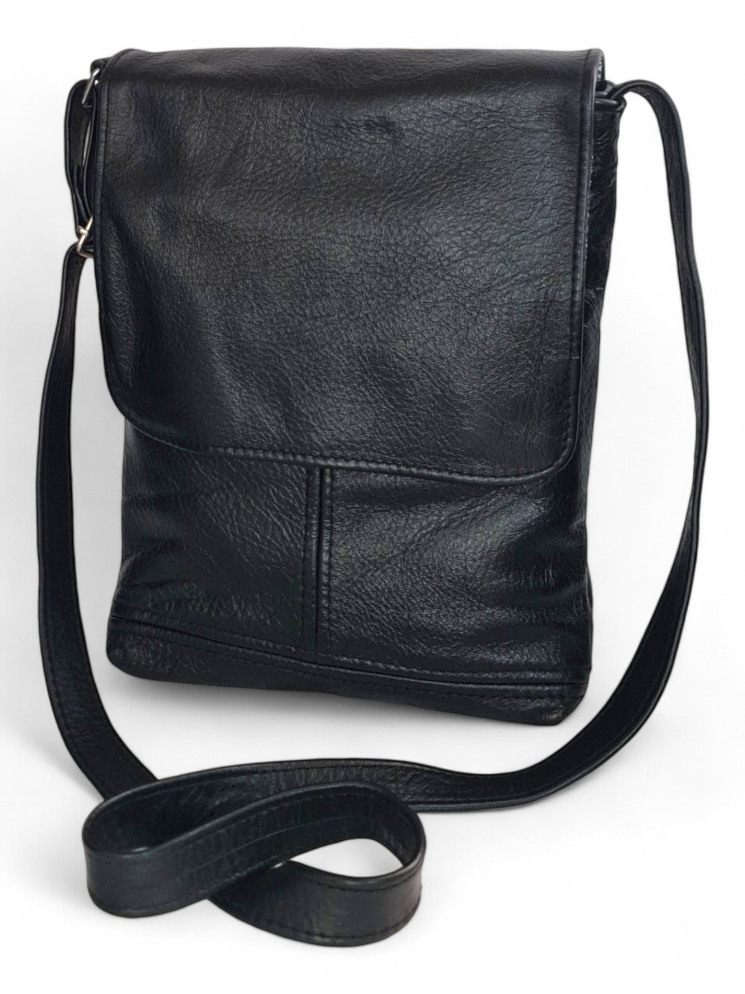 Leather SLING BAG - LARGE - BLACK ±29×23×7 Cm