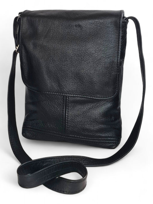 Leather SLING BAG - LARGE - BLACK ±29×23×7 Cm