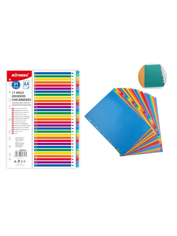 Motarro Colour File Dividers - 1 To 31
