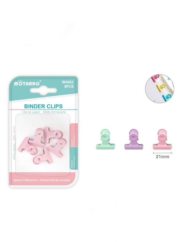 Motarro Binder Clips Pack - Pink, 5-Piece