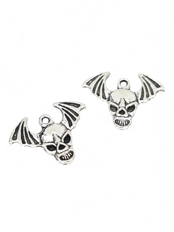 Metal Charm - Skull With Wings ±18×23 mm ±50-Piece (image On 1 Side Only)