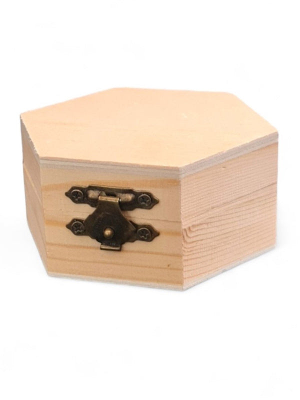 Wooden Hexagon Box ±9×4×4 cm