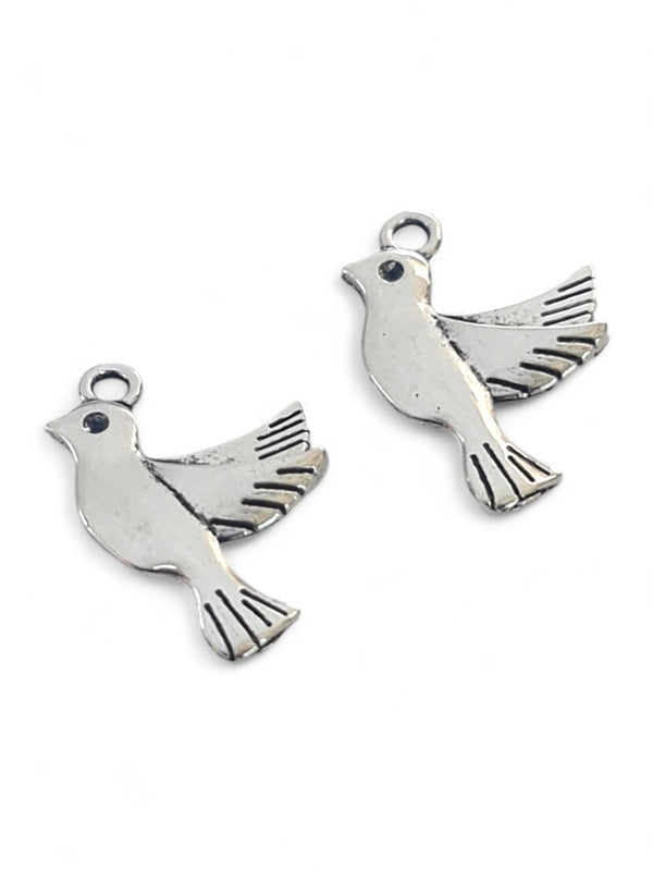 Metal Charm - Dove ±23×16 mm ±50-Piece (image On 1 Side Only)
