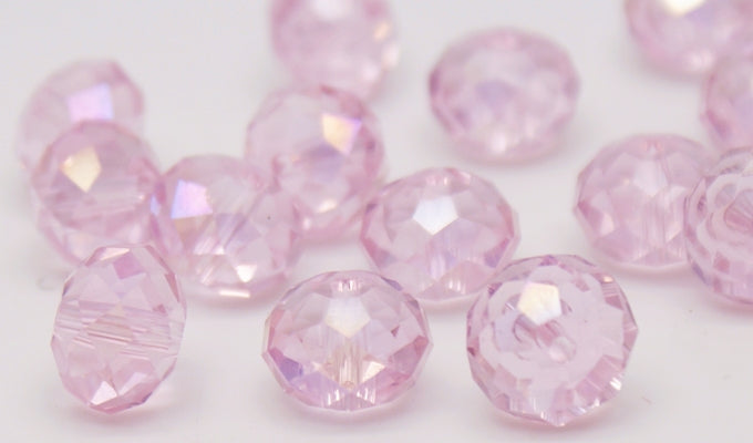 Glass Crystal Rondelle AB Transparent Faceted 3x4 mm (hole 1.0 mm)