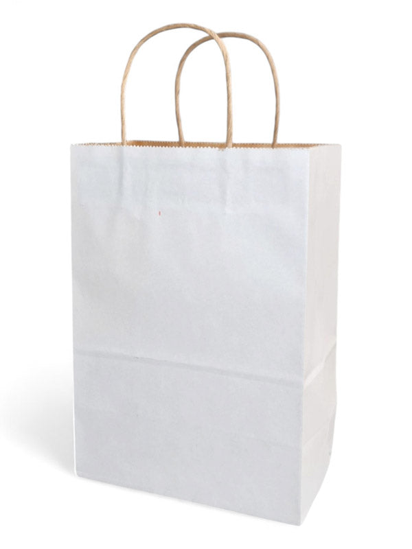 Paper Shopper Bag With Twisted Paper Handle - White, 29×21×12 cm