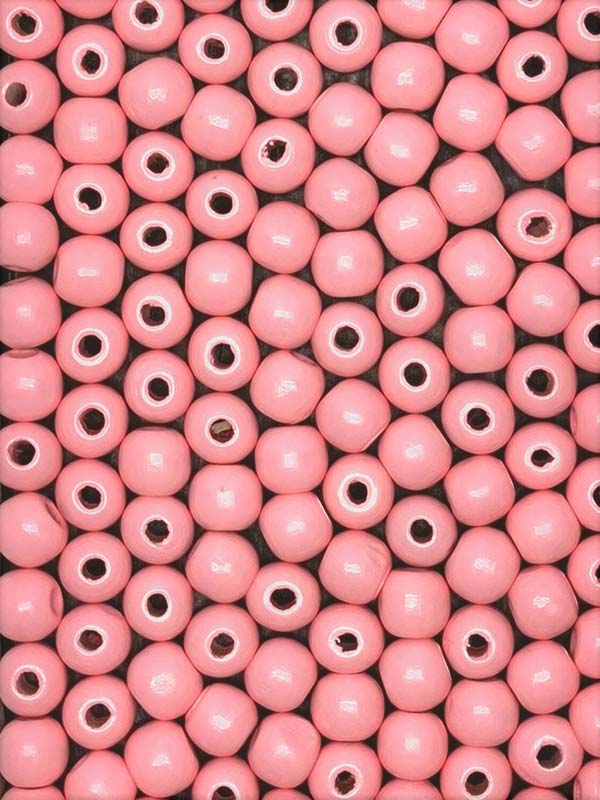 Painted Wooden Beads - 12 mm Light Pink