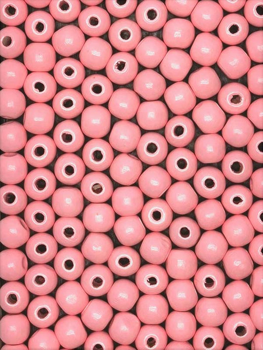 Painted Wooden Beads - 12 mm Light Pink