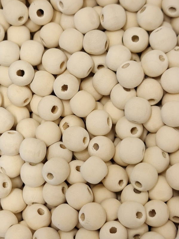 Wooden Beads - Round - 10 mm, Hole 3 - 4 mm, Unvarnished ±3030-Piece 1 kg