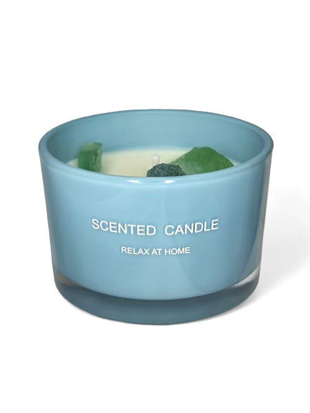 Scented Candle With Crystals - Blue, Blue Wind Chime