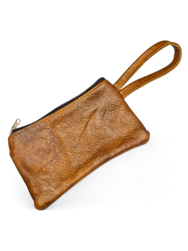 Leather PURSE WITH Handle - TAN - ±11×19 Cm