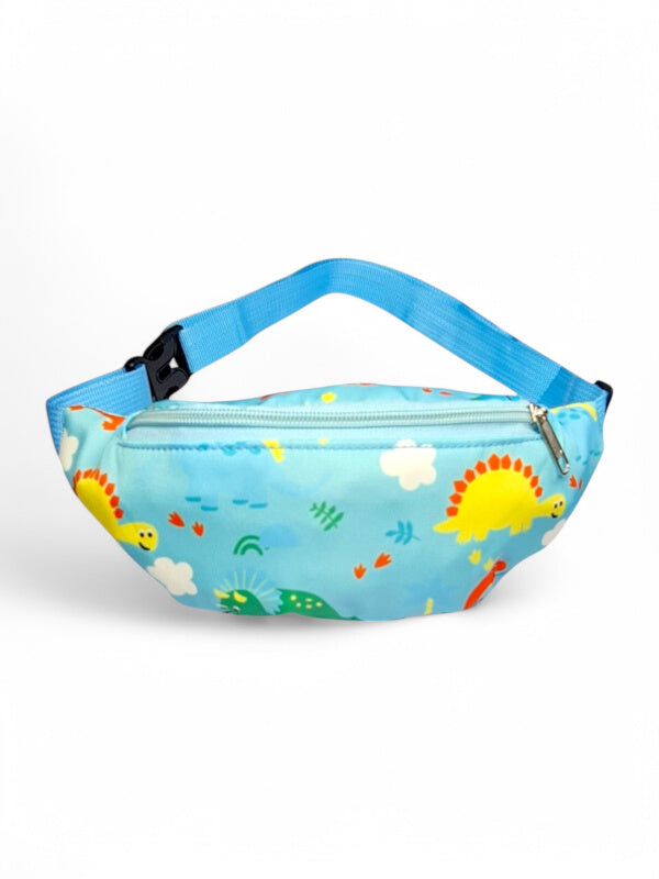 Kids Printed Moon Bag - Dinosaurs, Light Blue, ±11×26×6 cm