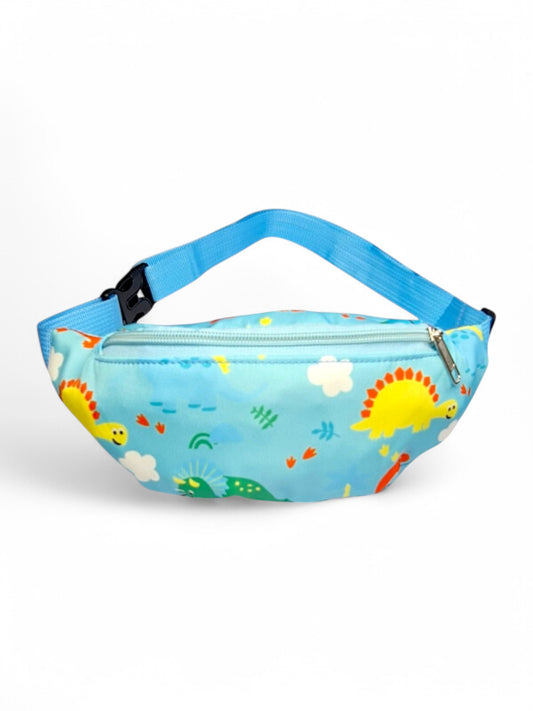 Kids Printed Moon Bag - Dinosaurs, Light Blue, ±11×26×6 cm