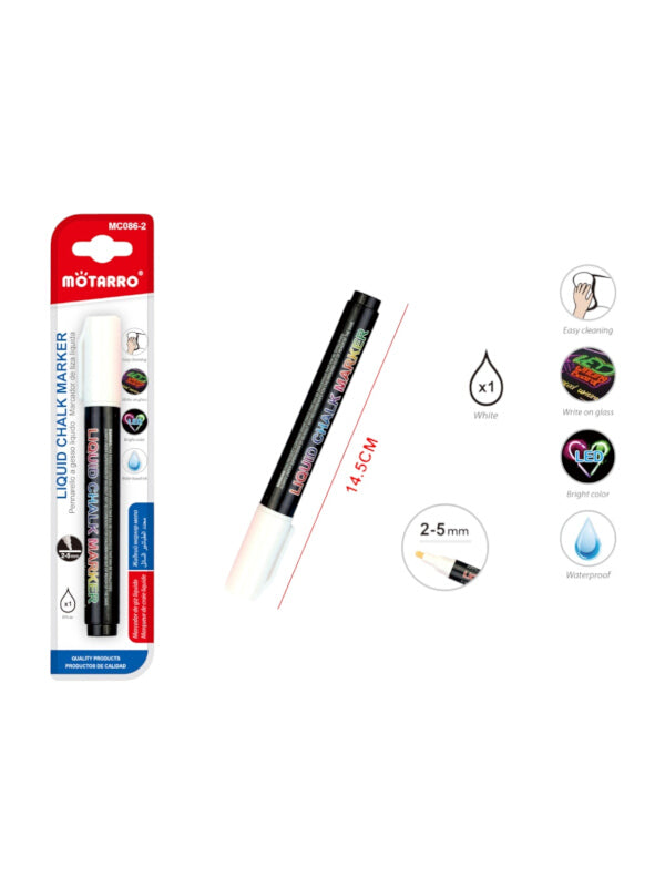 Motarro Liquid Chalk Marker - White, 2 - 5 mm
