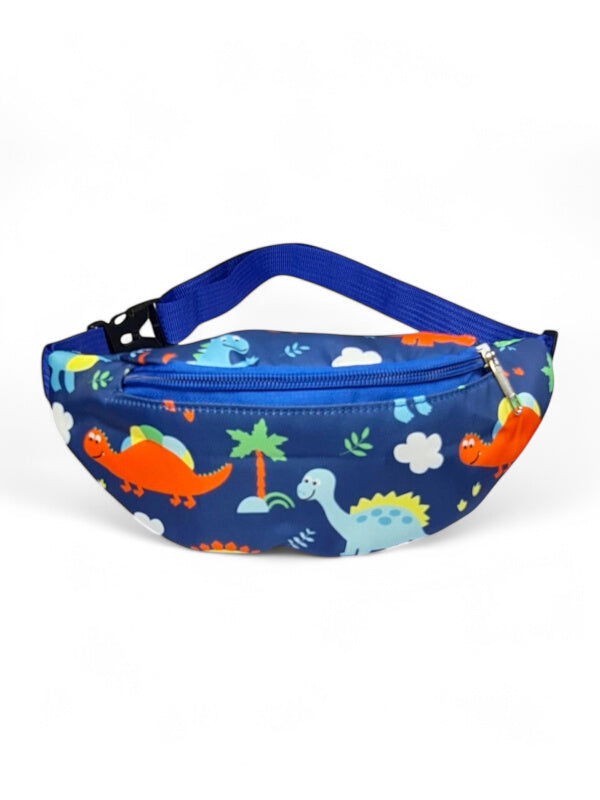 Kids Printed Moon Bag - Dinosaurs, Dark Blue, ±11×26×6 cm