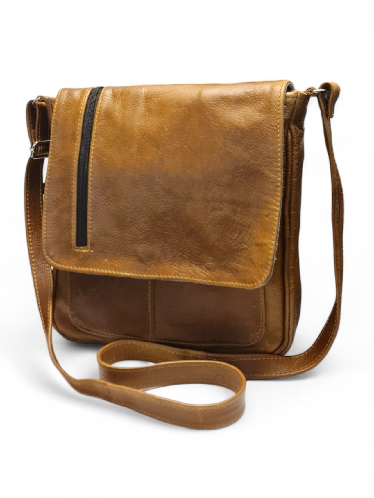 Leather GENTS SLING BAG - TAN - ±30×30×6 Cm