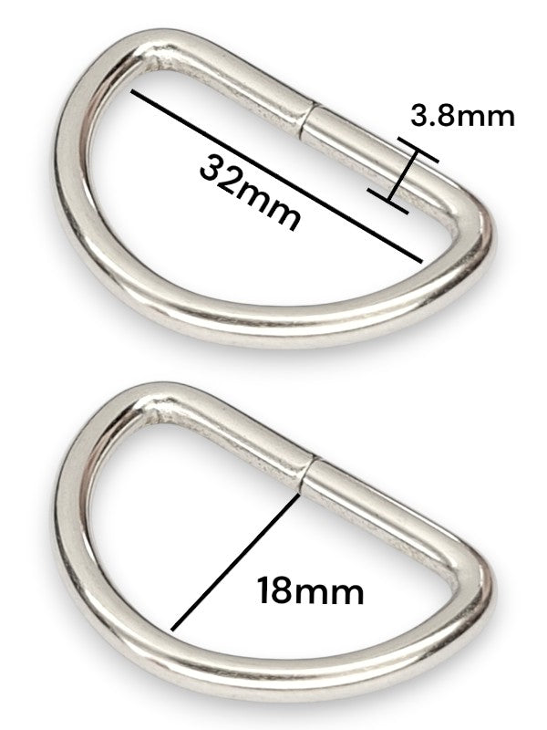 D - Ring - Silver, Inside: Width 32 mm, Height 18 mm, Thickness 3.8 mm, ±50-Piece