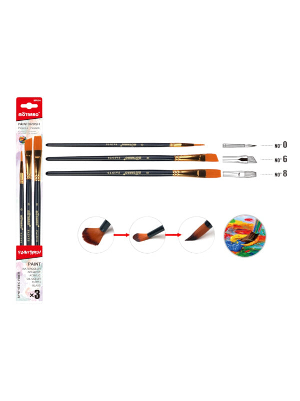 Motarro Paintbrush - Synthetic Fiber, Set Of 3