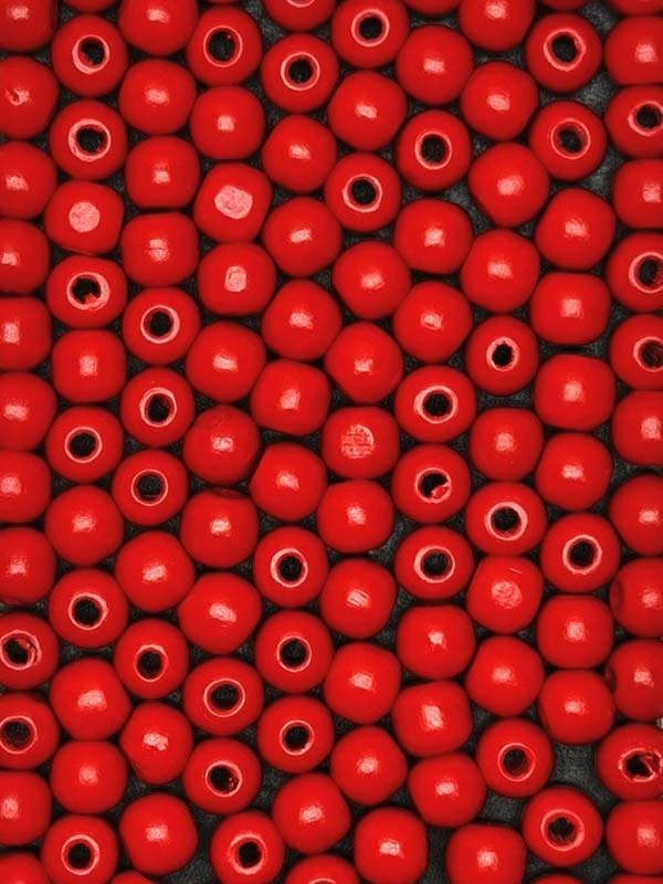Painted Wooden Beads - 12 mm Red