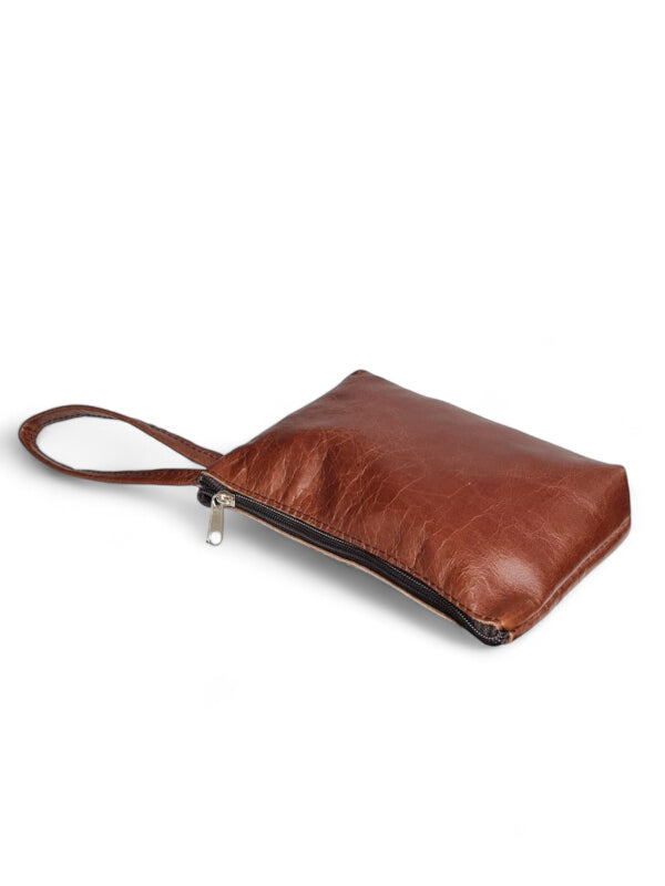 Leather Cosmetic PURSE - BROWN - ±13×21 Cm