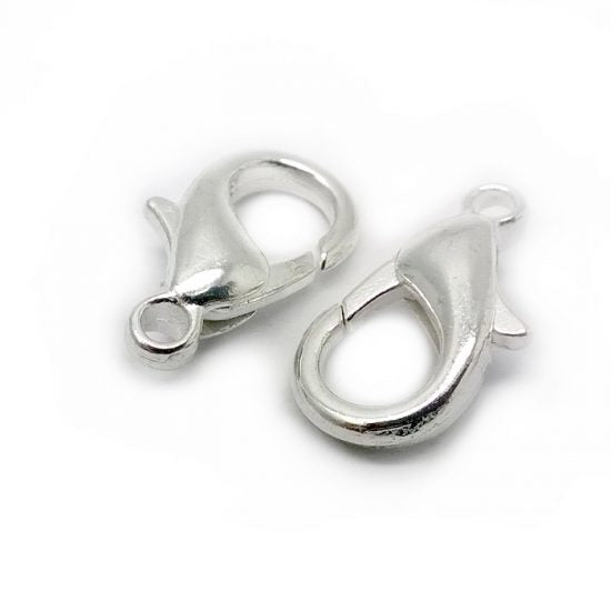 Jewellery Findings - Clasp Lobster 12 mm, Silver Plated, Nickel Free, 100-Piece