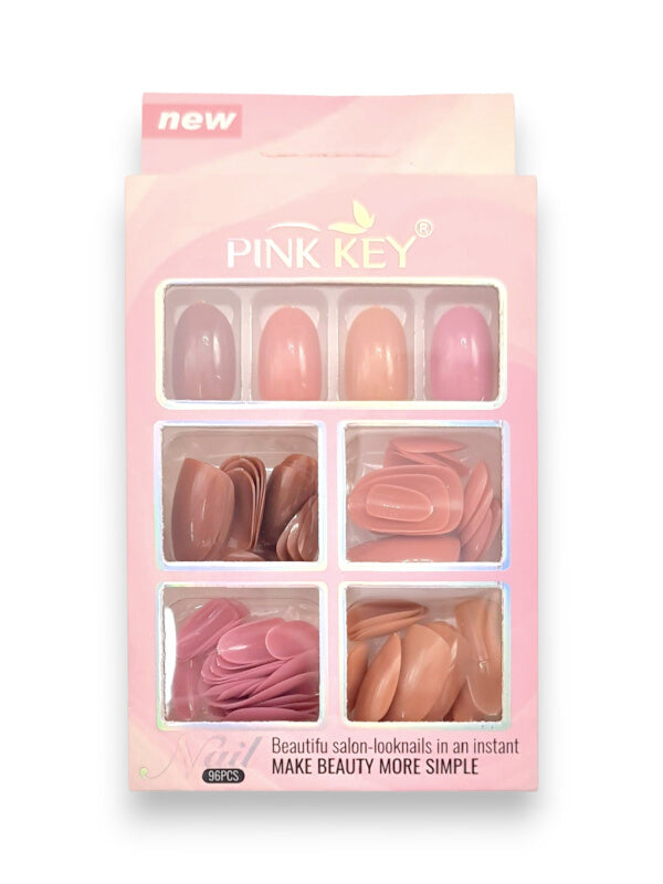Pink Key Nails - 96-Piece