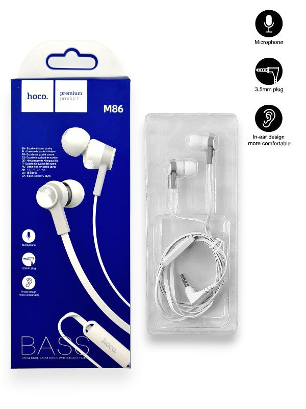 Hoco M86 - Earphone, 1.2 m Cable, White