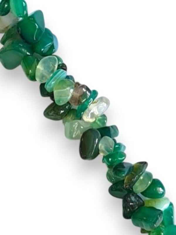Semi - Precious Stone Beads - Small Chips, Green Agate, ±5 - 8 mm
