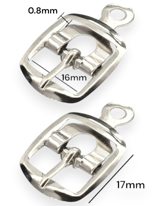 Buckle - Silver, Inside: Width 16 mm, Height 17 mm, Thickness 0.8 mm, ±50-Piece