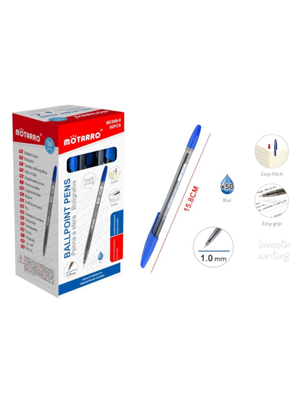 Motarro Ballpoint Pen - Blue, 1.0 mm, 50-Piece