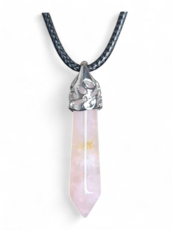 Earth Stone Beads - Hexagon Drop, Rose Quartz