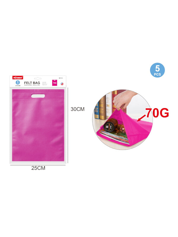 Motarro Felt Bag - Pink, 25x30 cm, 70 g, 5-Piece