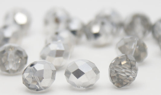 Glass Crystal Rondelle Half Coated Metallic Transparent Faceted 3x4 mm (hole 1.0 mm)