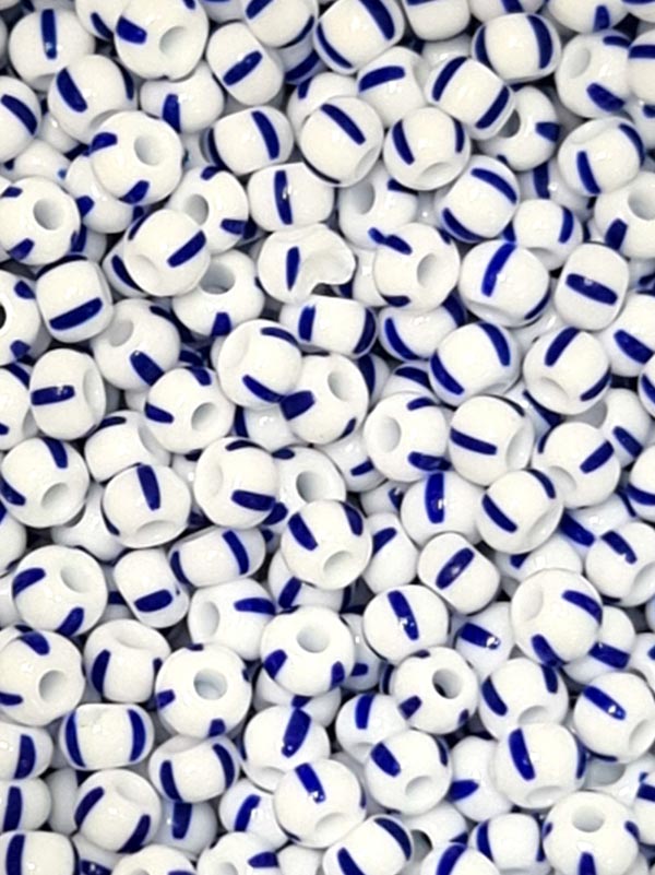 Glass Czech Beads Loose - White And Blue, Size 8/0, 1/4kgm