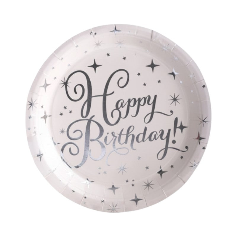 PARTY Plates - HAPPY Birthday - 23 Cm - Silver